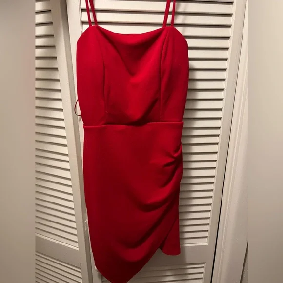 knee length dresses for ladies Love Lost Off The Shoulder Red Mini Dress - US 2